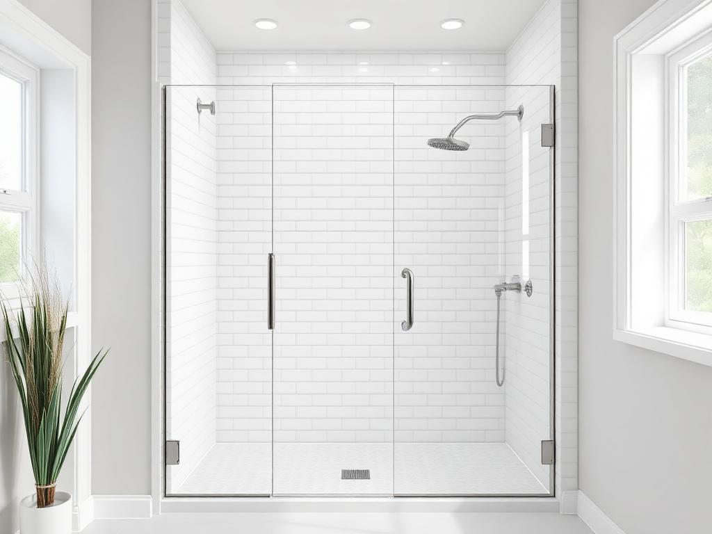 Modern remodeled bathroom with glass shower and bench seat